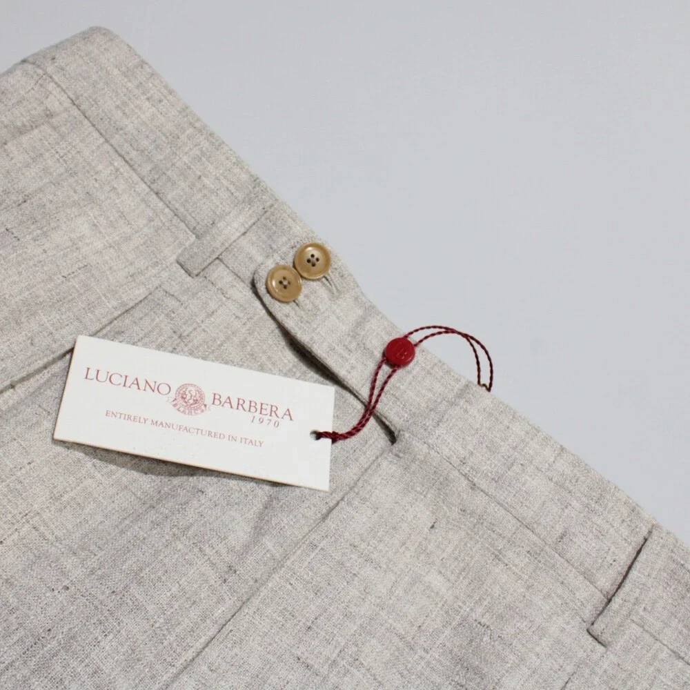 Luciano Barbera NWT Pleated Dress Pants Size 50 (US 34) in Brown Linen Blend